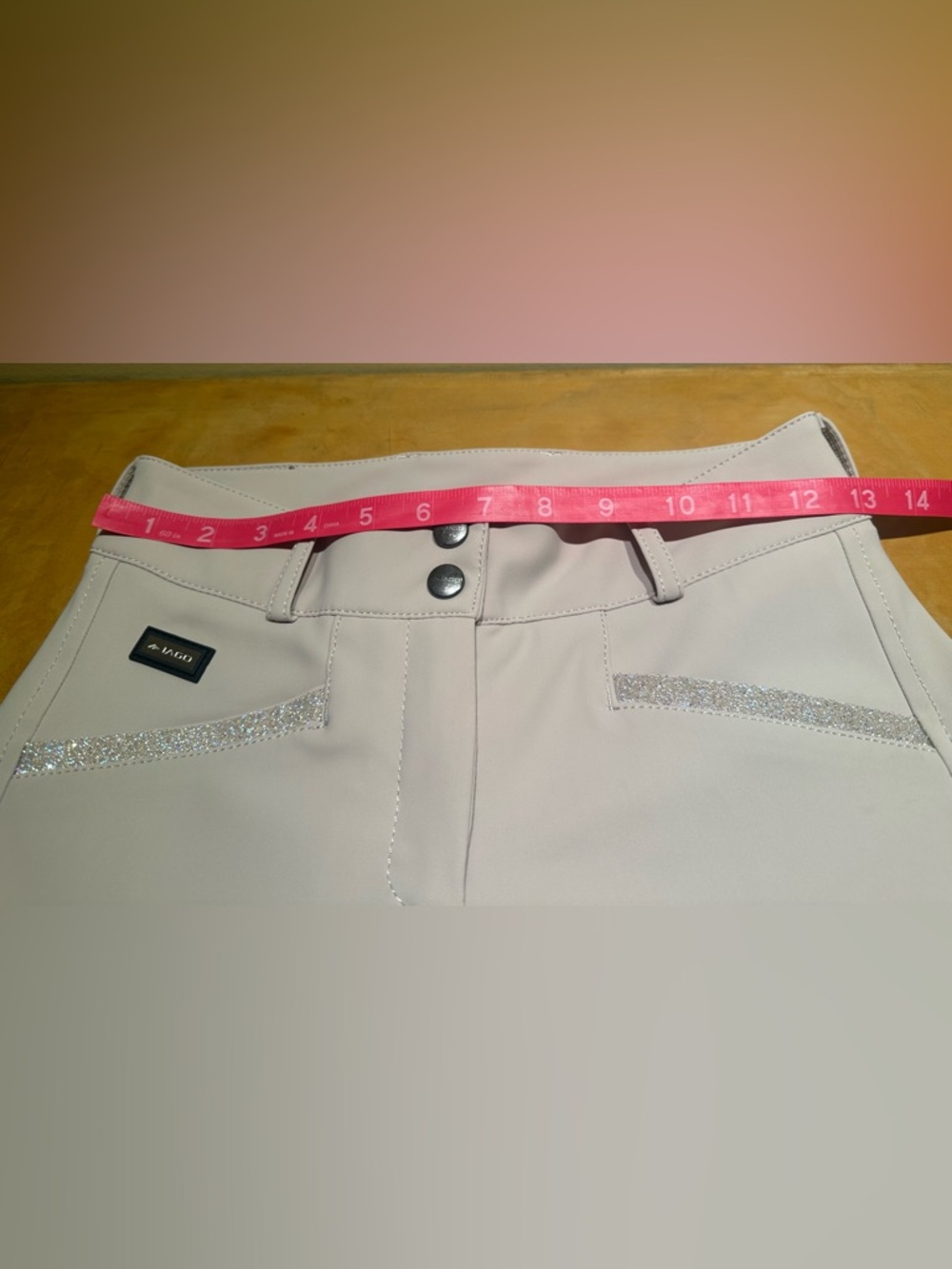 Iago Italia Equestrian Riding Show Breeches, Tan, Size 24, Excellent Condition! - Picture 11 of 14